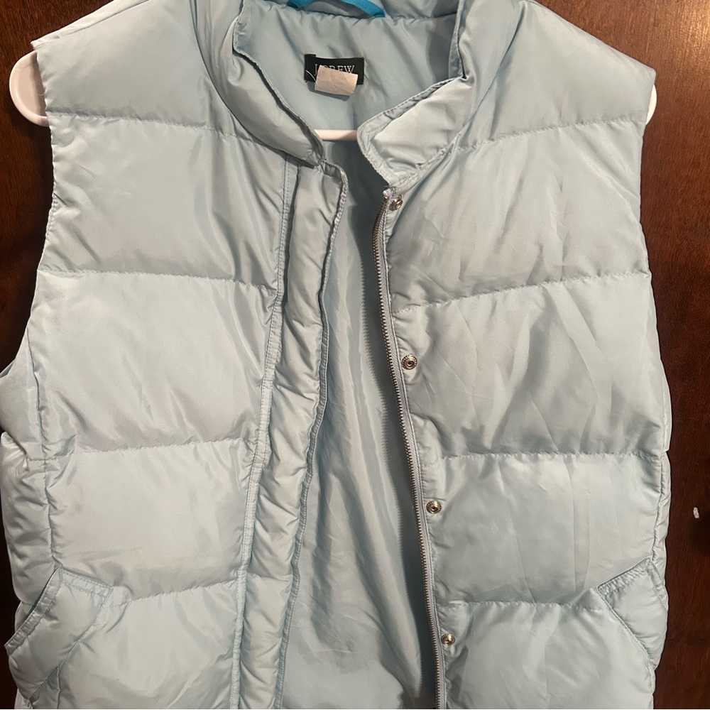 J Crew, light blue, puffer vest with pockets.  Excellent condition, SZ M